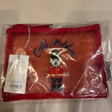 캐스키드슨 빨간색 메쉬 파우치 근위병 자수 London Dog