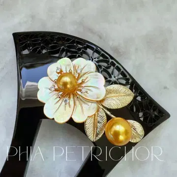 머리 장식 헤어콤 바치형 펄 비녀