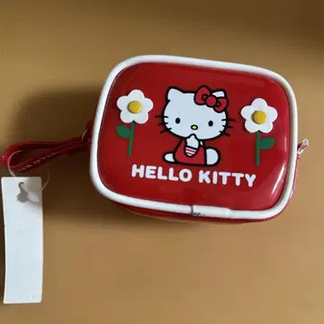 키티 비닐 미니 파우치 꽃 빨간색 1999 레트로