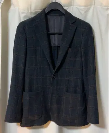 [ 유나이티드 애로우즈 ] 다크 그레이 체크 무늬 테일러드 자켓