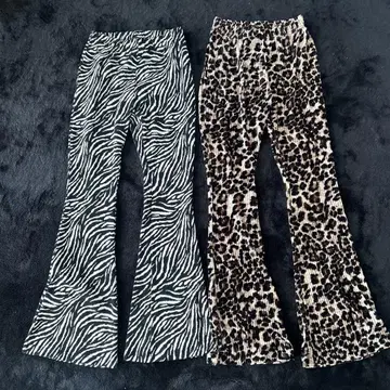 anon baby 제브라 패턴 레오파드 무늬 플레어 팬츠 세트