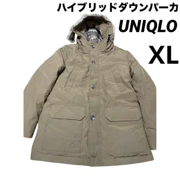 UNIQLO 하이브리드 다운 후드티 XL 베이지 퍼 포함