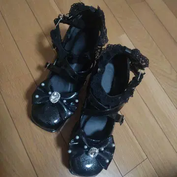 마시로 아리스 시마무라 비쥬 펌프스 블랙 블랙 LL 사이즈 라메