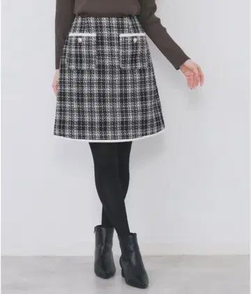인덱스 체크 트위드 스커트 새상품 택 포함 S 사이즈