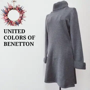 새상품급 베네통 터틀넥 니트 원피스 S