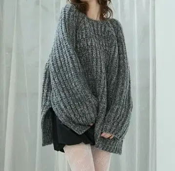 [ forksy. ] 백산 로게이지 멜란지 니트 풀오버