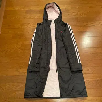 adidas 블랙 롱 코트 화이트 스트라이프 벤치 코트