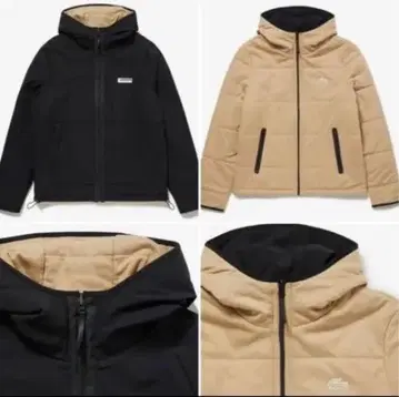 LACOSTE 퀼팅 코튼 저리 나일론 리버서블 후드 자켓