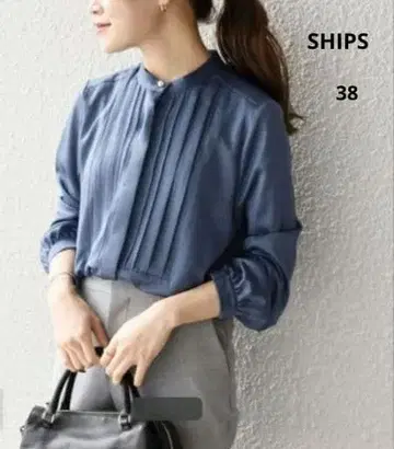 SHIPS 펄 모티브 버튼 턱 블라우스