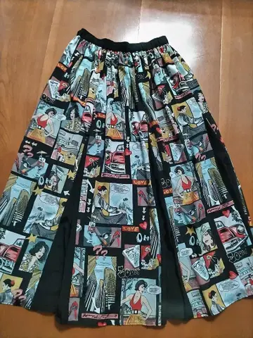 르멜란지 아메리칸 코믹스 패턴 롱 스커트 귀여움