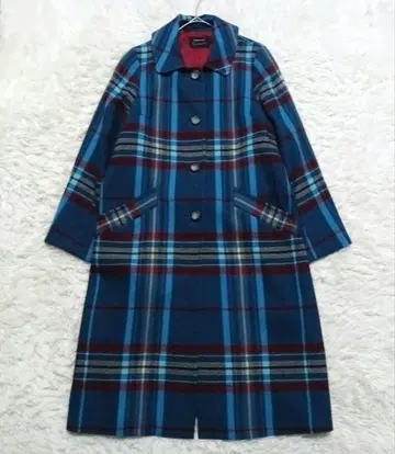 MB LUCAS Cachette 체크 롱 코트 울 일본제