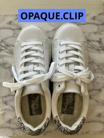 새상품 하자품 글리터 라메 포함 스니커즈 화이트 깔끔