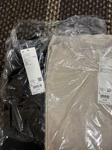 2장 세트 브러쉬드 저지 모크넥 T셔츠 블랙 내추럴