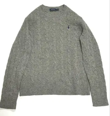 [ 폴로 랄프로렌 ] 그레이 케이블 니트 스웨터 울 캐시미어 혼방 M