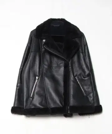 블랙 가죽 라이더 자켓