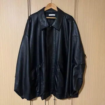 wym 오버 사이즈 블랙 가죽 자켓