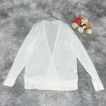 DRESKIP (M) 긴팔 니트 가디건 접촉 냉감 시어한 느낌