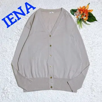 새상품급 이에나 울 V넥 가디건 겉옷 골드 버튼 그레이지