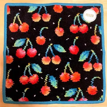 페이러 손수건 미사용 새상품 체리 도트 블랙