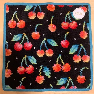 페이러 손수건 미사용 새상품 체리 도트 블랙