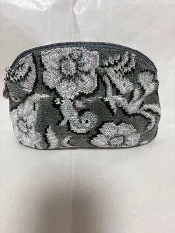 [ 미사용 ] FEILER 페이 파우치 그레이 꽃무늬