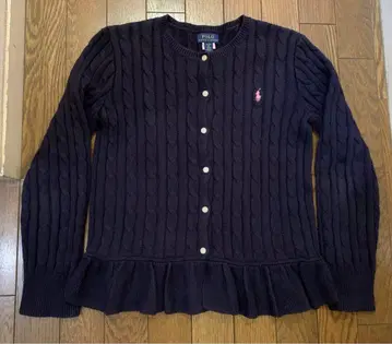 [ 새상품급 ] 랄프 로렌 케이블 니트 페플럼 가디건 네이비