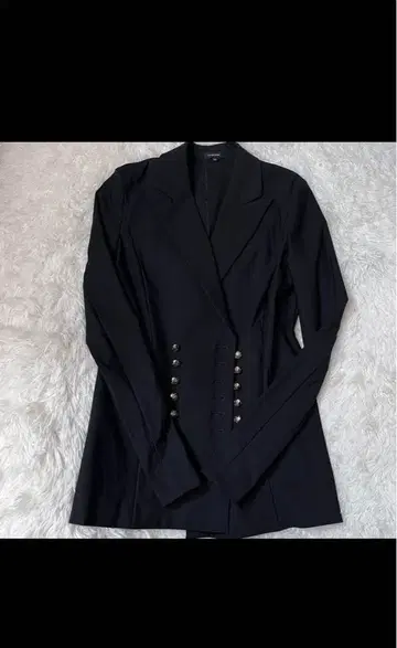 새상품급 르쉘블루 블랙 골드 버튼 스트레치 테일러드 자켓 38 M