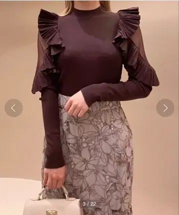 플리츠 프릴 슬리브 니트 풀오버 snidel