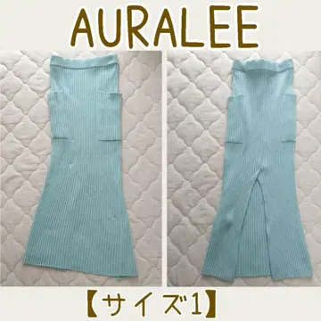 AURALEE 오라리 리브 니트 스커트 일본제 민트 블루 사이즈 1