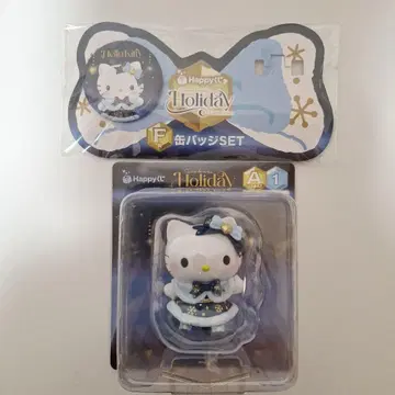 해피 복권 홀리데이 컬렉션 헬로키티 A상 피규어 & 캔뱃지 세트