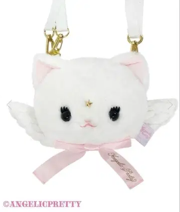 엔젤릭 프리티 Milk Cat 페이스 파우치 화이트 숄더백