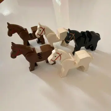 레고 말 블랙 브라운 화이트 안장