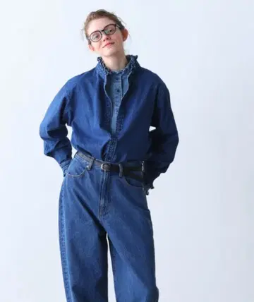 KELEN / 케렌 프릴 디자인 데님 셔츠