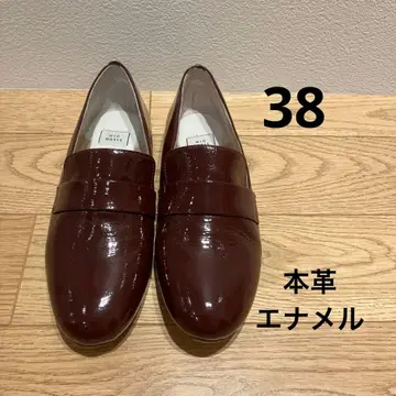 에나멜 로퍼 천연 가죽 38 레드 브라운 MIO NOTIS