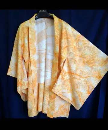 [화장 68.5] [새상품급] 순수 실크 총 조임 겉옷 오렌지 컬러