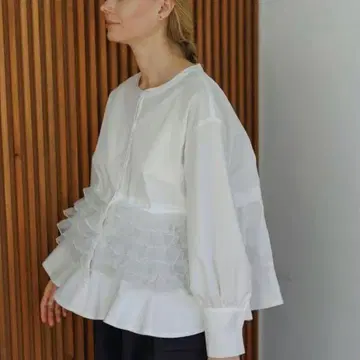 미사용 새상품 cen. 오간자 블라우스 화이트 프리 사이즈