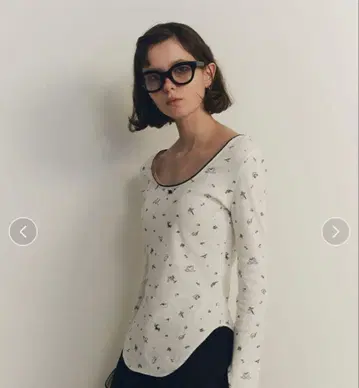 SORIN Tatto Print U Neck Waffle Top