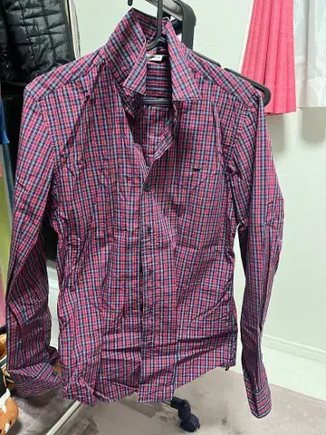 GAS 빨간색과 파랑 체크 무늬 셔츠 S