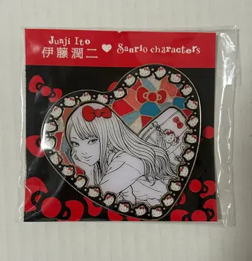 이토 준지 x 산리오 갸루 토미에 헬로키티 메탈 하트 배지