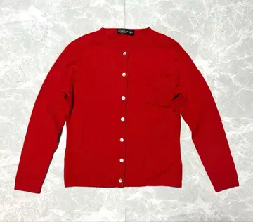 캐시미어 100% 빨간색 가디건 M 사이즈 쉘 버튼