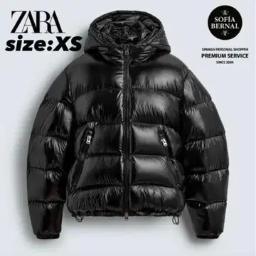 ZARA 블랙 다운 자켓 후드 부착