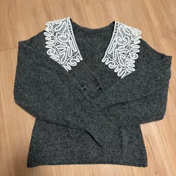 acka. 레이스 옷깃 니트 가디건