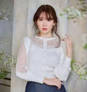 Y038 하립투 가디건 S 화이트 레이스 긴팔 코지마 요나