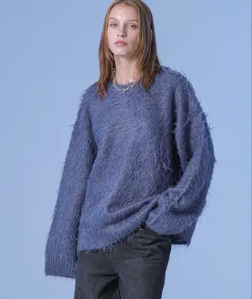 selle glant 롱 슬리브 울 혼방 샤기 니트