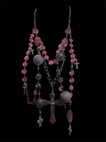 Rosy Chain Cross Necklace