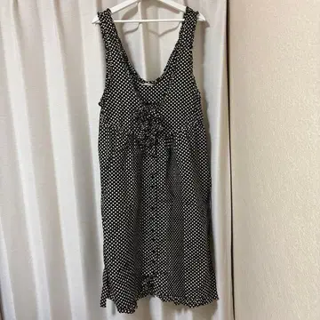 핑크하우스 오버롤 스커트 도트 무늬