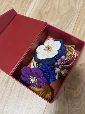 일본풍 머리 장식 (성인식 등) 보라색 꽃 장식