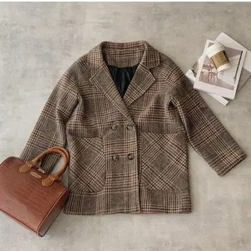 neam 요시다 미나미 체크 코트 자켓