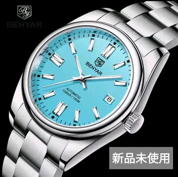 BENYAR 자동 와인딩 손목시계 터콰이즈 블루 미사용 새상품 풀세트