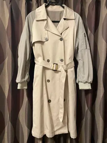 HUNCH MA-1 소매 도킹 트렌치코트 베이지